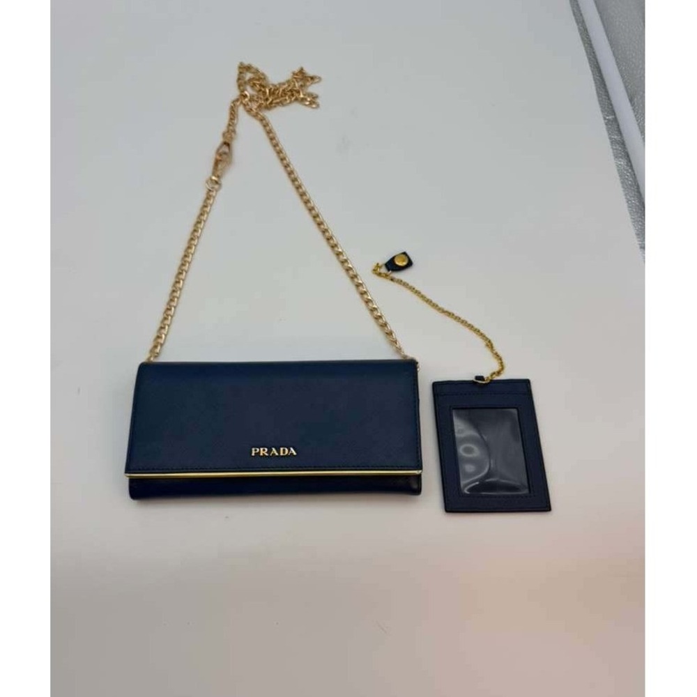 Authentic Prada Saffiano Leather Compact Wallet - Cobalt Blue Excelent Condition